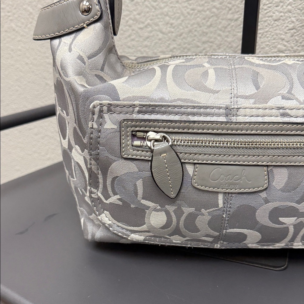 Coach Silver And Gray Scribble Monogram Medium Ho… - image 4